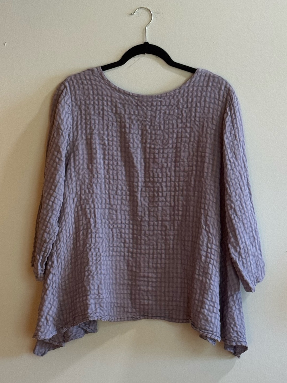 Niche by Habitat Linen Rayon Crinkle Tunic Top Lavender Large Lagenlook - Picture 2 of 5